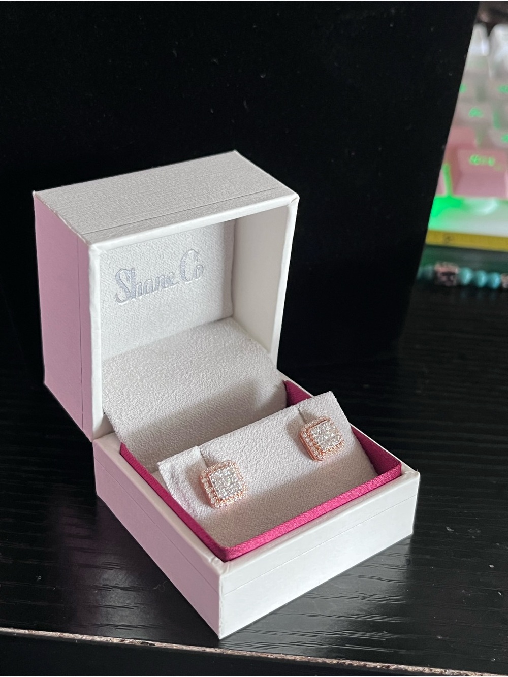 Rose Gold 925 silver Square Stud Earrings